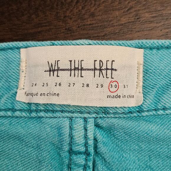 We The Free Shorts Womens 30 Teal Denim Cut Off Raw Hem Mini Shortie Festival - Picture 7 of 9